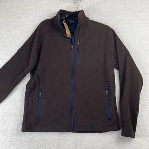 NWT Taylor Vintage Men's M Zip UP Jacket Waffle Brown Fleece Pockets Mock Neck - Picture 1 of 8