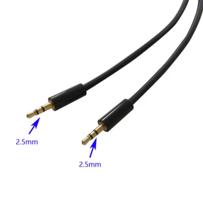 black 2.5mm Male to 2.5mm male 3 Pole Headphone Audio AUX Cable 1meter 3ft - Image 1 of 3