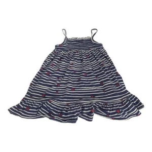 Okie Dokie Girls Navy Striped & Star Sleeveless Dress Size Medium - Picture 1 of 6