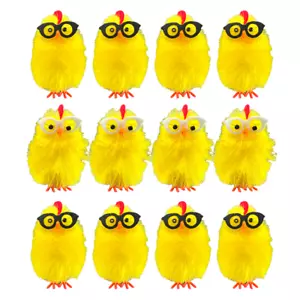 12X Chicks w Glasses Mask Easter Chicks Cute Chicks Easter Party Home Decor - Picture 1 of 2