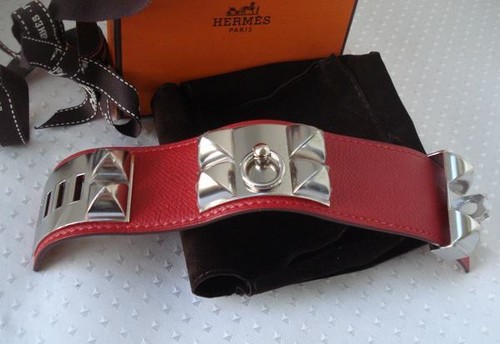 HERMÈS Nuovo con scatola originale HERMES Epsom CDC Collier de Chien Rouge Casaque rosso PHW taglia S