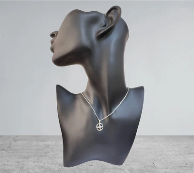 collana acciaio ciondolo argento rodiato 925 anallergico rosa dei venti zircone  - Immagine 1 di 3