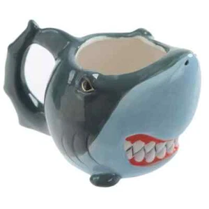 HAIFISCHKOPF KAFFEE SUPPE BECHER KÜCHENGESCHIRR TASSE TEE BRUCE JAWS FÄCHER GROSSARTIG WEISS - Bild 1 von 3