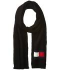 $165 Tommy Hilfiger Mens Black Logo Knit Winter Shawl Warm Ribbed Scarf One Size