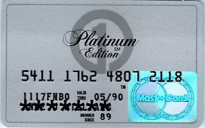 Mastercard Platinum Edition Credit Card Expired 1990 Vintage First National Bank - Picture 1 of 2