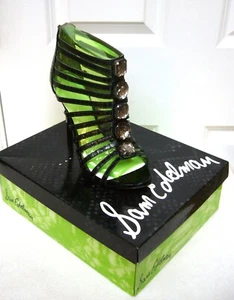 Nuovo Sam Edelman Hampton stampa pelle di serpente cristallo gabbia tacchi nero taglia 9M - Foto 1 di 5