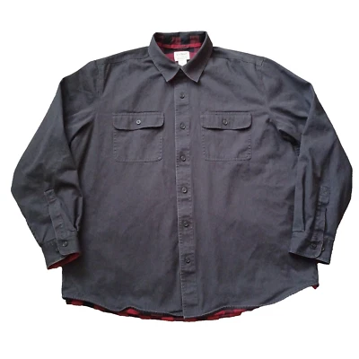 LL Bean Hurricane Shirt Mens Large Navy Blue Button Up Flannel Check Lined - Image 1 of 4