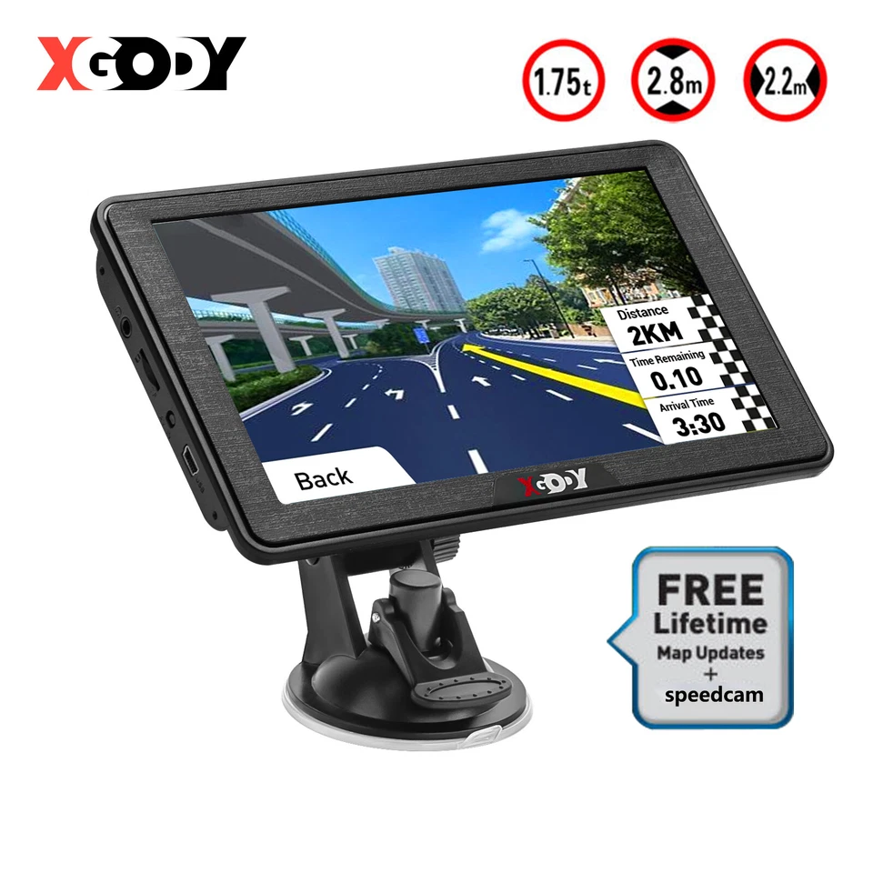XGODY 7" Zoll PKW GPS Navigatorsgerät 8GB 256MB für Auto LKW Caravan Navi MP3 FM - Bild 1 von 4