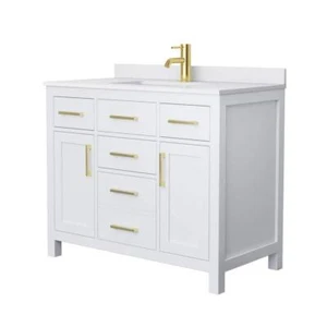 Wyndham Collection Single Sink Bath Vanity 42"W Adjustable Hinges Wood in White - Picture 1 of 4