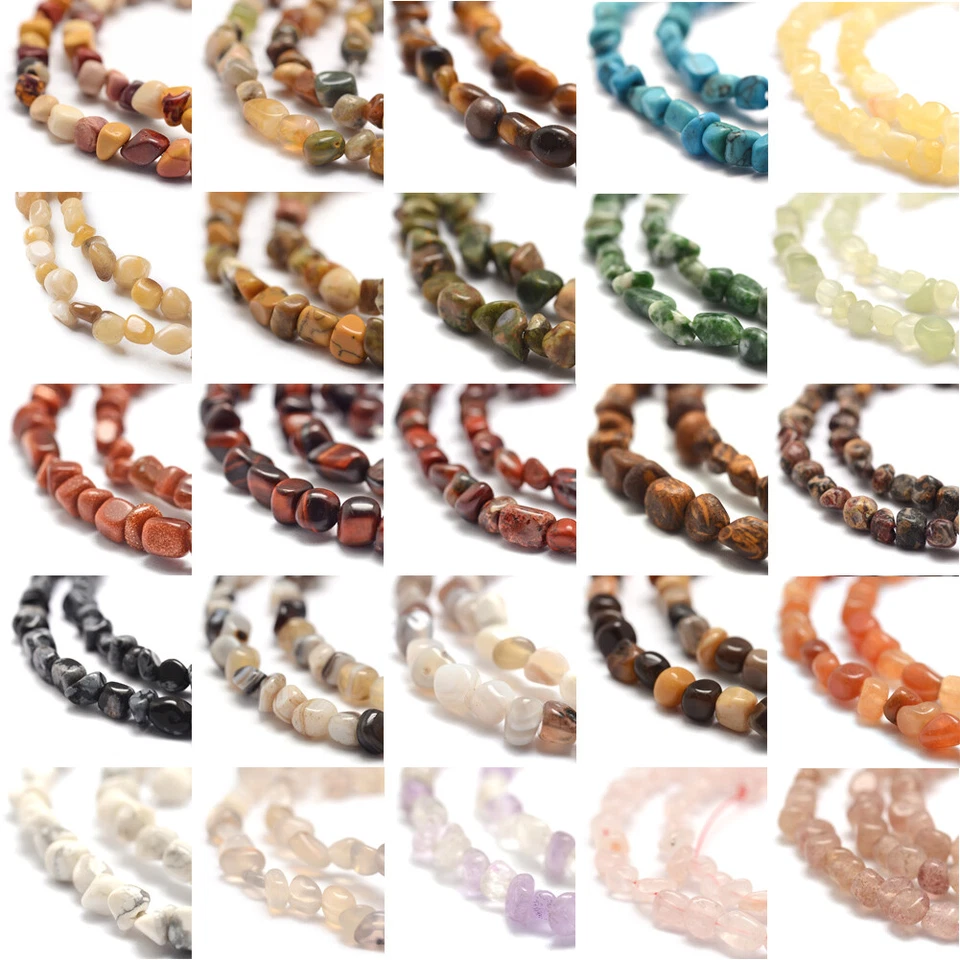 1strand Gemstone Beads Chips Stone Loose Beads Mixed Styles for Crafting - Image 1 of 1