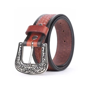Cinturón de cuero con hebilla desmontable para hombre con rodeo vaquero tejido de cesta envío gratuito - Imagen 1 de 7