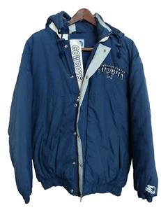 Chaqueta Starter Años 90 De Colección Dallas Cowboys Grande Pesada Azul Marino Con Capucha Desmontable - Imagen 1 de 9