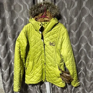 Ride Snowboards Chaqueta Acolchada Piel Sintética Abrigo de Invierno con Capucha con Guantes Marrón - Imagen 1 de 7