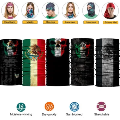 Diadema 3D Bandera de México Calavera Bandana Bufanda Esquí Prendas para la cabeza Ciclismo Cuello Polaina Foto 1 de 3