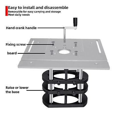 Router Lift Metal Router Lift System Kit For Router Table Saw Insert Base • 43.16£