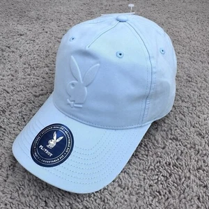 Playboy Hat Lids X Unisex Adjustable Strap Blue Embossed Tux Bunny Logo Cap NWT - Picture 1 of 7
