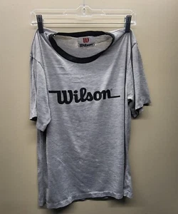 Vintage 80s or 90s Wilson Gray T-shirt Size unknown  Made In USA black Letters - Picture 1 of 6