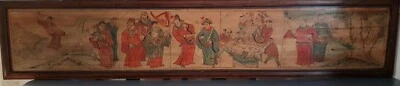  Unique Antique Chinese Wood Panel With Hand Painted Figures - Image 1 of 4