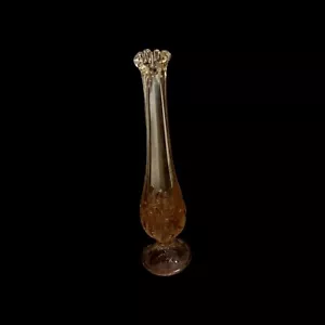JARRÓN VINTAGE FENTON VIDRIO FRESA FLORAL AMARILLO DORADO BROTE OSCILANTE - Imagen 1 de 6
