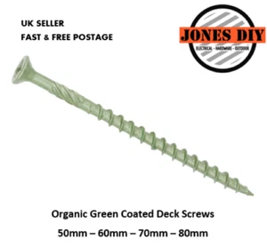 PREMIUM DECKING SCREWS LANDSCAPE FENCING DECK SCREW GREEN 50mm 60mm 70mm 80mm - Picture 1 of 32