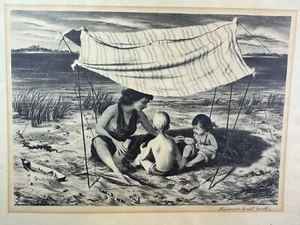 Lawrence Beall Smith WPA Artist Signed Lithograph Beachside Nomads 1941 AAA - Picture 1 of 4