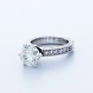 3,6 KT LABORGEFERTIGTER DIAMANT E/VS1 RUNDSCHLIFF 18 K GOLD SECHS KRAPPEN VINTAGE AKZENT RING - Bild 1 von 4