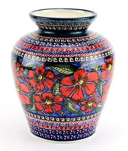 Florero de mercado de cerámica polaca de Zaklady Boleslawiec - 7 3/4" de alto - Imagen 1 de 3