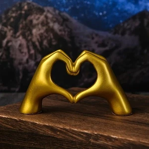 Gold Decoration, Heart Hand Statue Living Room Bedroom Decoration, Love Finger - Picture 1 of 10
