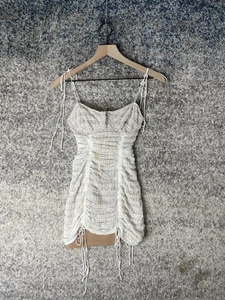For Love & Lemons Dress Womens Extra Small White Ruched Lace Mini Tie Up Party - Picture 1 of 9