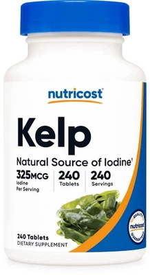 Nutricost Kelp Tablets, 325mcg of Iodine, 240 Tablets - Non-GMO, Gluten Free - Image 1 of 4