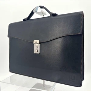Dunhill Briefcase Business Bag Slim Dial Lock Leather Black - Imagen 1 de 13