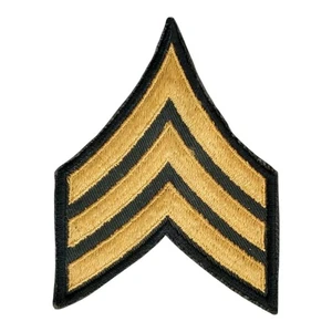 Embroidered Vintage Patch Sergeant Gold Stripes Military Rank Sew On 3.75"x3" - Picture 1 of 4