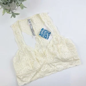 Free People Lace Racerback Bralette Ivory Size Medium - Picture 1 of 5