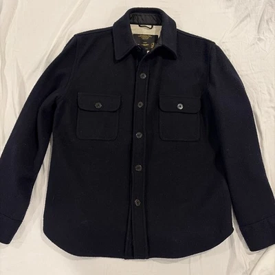 Camisa Chaqueta Fidelity Negra Lana Para Hombre Mediana Hecha en EE. UU. Botones Ancla  Foto 1 de 4