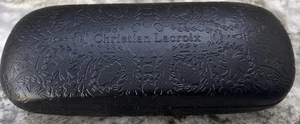 "Christian Lacroix Lunettes" Embossed Glasses Case Black Outside & Inside - Picture 1 of 3