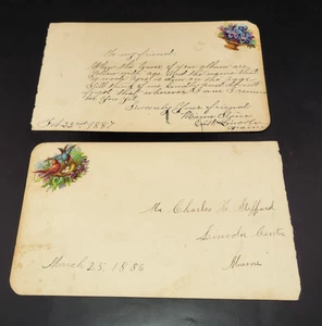 ~Lote de 2 efímeros victorianos 25 de marzo de 1886~ páginas de libro de autógrafos~ - Imagen 1 de 2