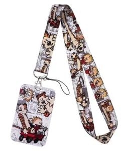 Calvin And Hobbs Themed Lanyard ID Holder Keychain - Picture 1 of 1