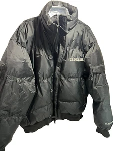 US Polo Assn Puffer Jacket Men's Black 1890 Coat XL zip and button up - Picture 1 of 11