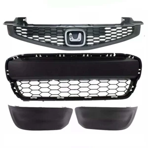 New Front Bumper Upper Lower Grille Fog Light Cover For 2012-2013 Honda Civic 4P - Picture 1 of 1