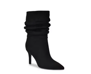 NINE WEST Faux Suede BLACK Slouch DRESS BOOTIES Heel Boots Women's Size 8.5 $159 - Picture 1 of 7