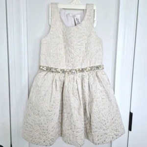 Max Studio Cream Sleeveless Embellished Metallic Detail Dress Sz 6 Feminine - Picture 1 of 4