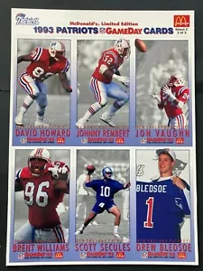 1993 Fleer McD's Ltd Ed Patriots GameDay Poster Sheet C 3 of 3 BLEDSOE ROOKIE - Bild 1 von 2
