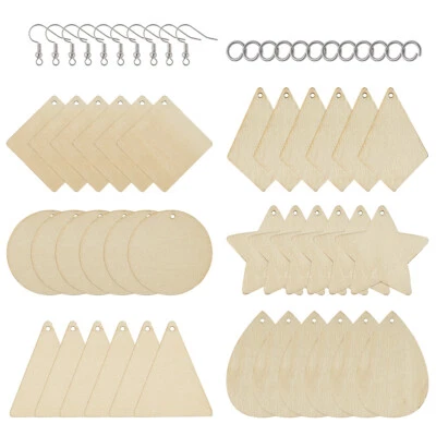 1 conjunto de pingentes de madeira em branco inacabados brincos ganchos para fazer você mesmo brinco pendurado - Imagem 1 de 4