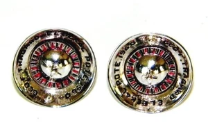 1960 ENAMELED STERLING  ROULETTE WHEEL ANAHEIM CA. SHRINER - MASONIC CUFFLINKS1 - Picture 1 of 4