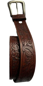 Wrangler Embossed Design Metal Buckle Leather Belt Sz 38-40 - Picture 1 of 5