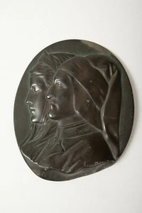 Dante & Beatrice (B6B) Bronze Plated Plaque (JSF6) Signed PR Bust Sculpture - Picture 1 of 11
