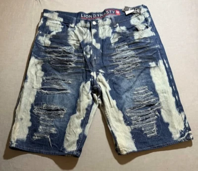 Lion Dynasty Shorts Mens 46 Blue Denim Pocketed Belted Button Men New. - Image 1 of 4