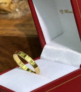 3mm 24K Solid Gold Square Flat Handcraft Wedding Band Ring. Size 7, 3.95 Grams - Picture 1 of 18