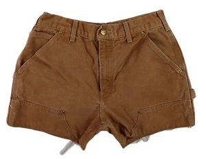 CARHARTT USA Men's 28 Brown Duck Double Knee Shorts B01 ALTERED DISTRESSED - Picture 1 of 7
