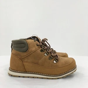 Children Place Boys Lace-Up Hi Top Boots Tan Faux Leather Workboot Sz 2 - Picture 1 of 11